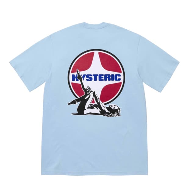 슈프림 x 히스테릭 글래머 핀 업 티셔츠 파우더 블루 - 24FW