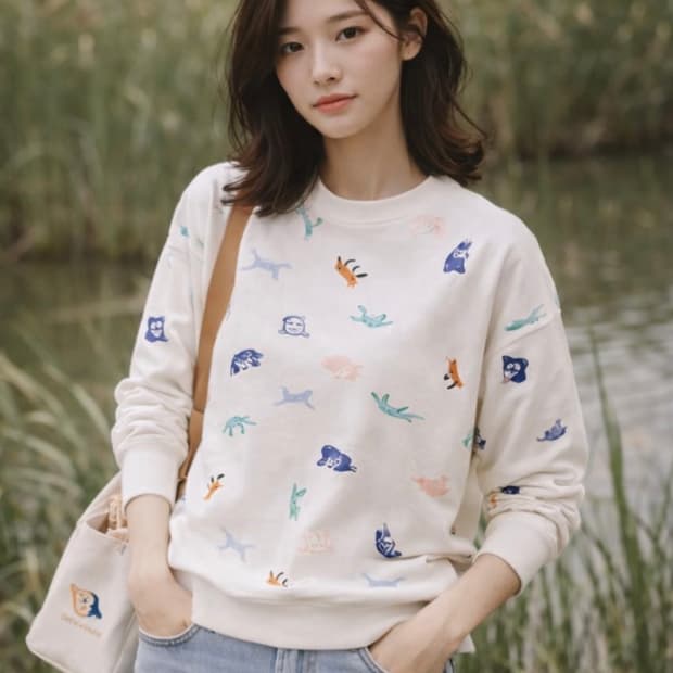 메종키츠네 패턴 맨투맨 S-M