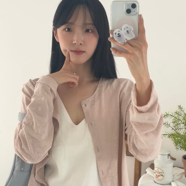 스너그눅 린넨 가디건 라이트 핑크 스너그눅 가디건