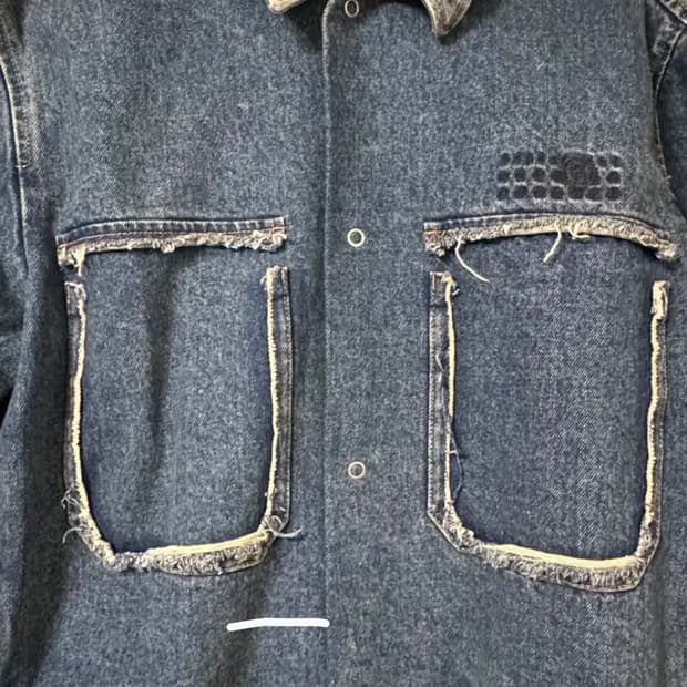MM6 디스트레스 데님 자켓