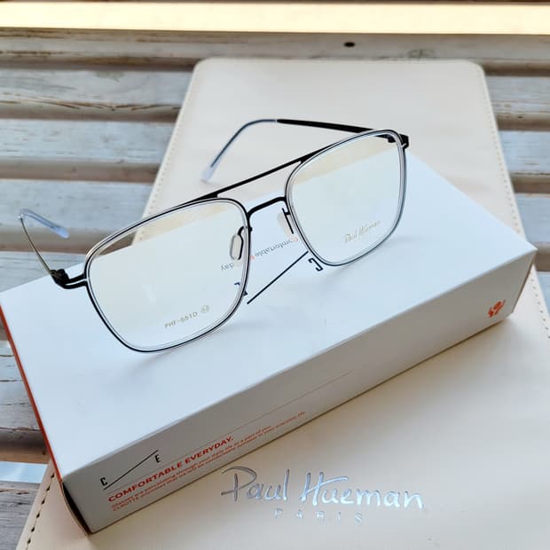 폴휴먼안경(PHF551D 블랙투명 투브릿지) +블루라이트변색렌즈