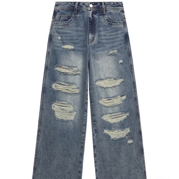 오드스튜디오 솔트 워싱 디스트로이드 데님 팬츠 