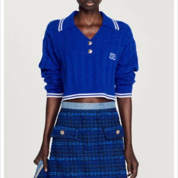 산드로 sandro 데님 트위드 스커트 36 새상품