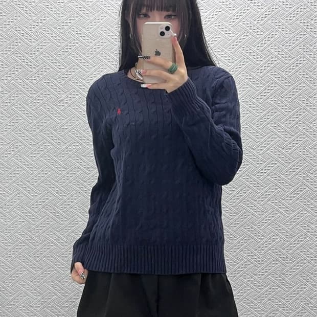 폴로 랄프로렌 빈티지 캐주얼 꽈배기 케이블 니트 L C10535