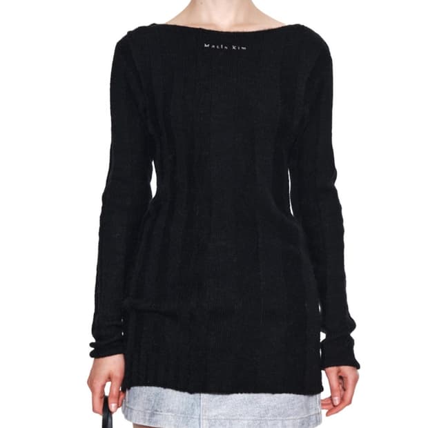마뗑킴 BOAT NECK LONG KNIT PULLOVER