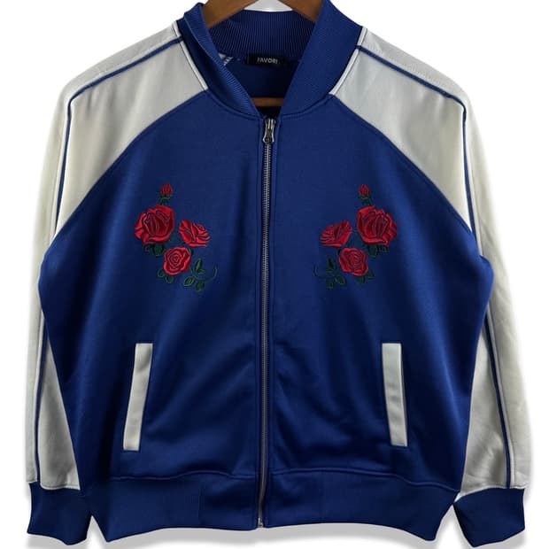 JPN 로즈자수 블루 트랙탑져지3005