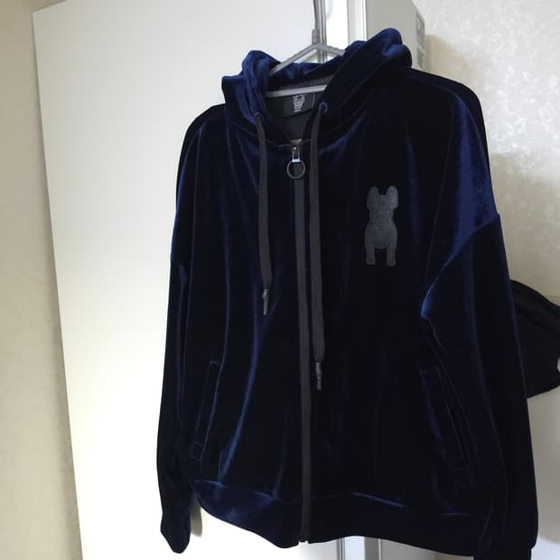 라이프워크 벨벳 후드집업 네이비