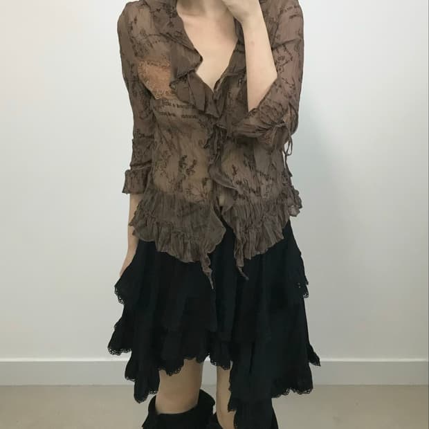 빈티지 패턴 블라우스 자켓