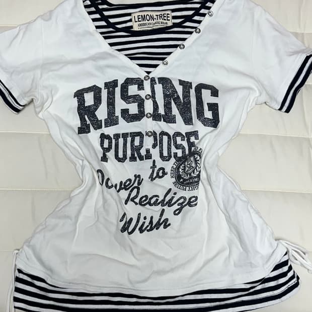 아케호무 레몬트리 단가라 레이어드 화이트 반팔 빈티지 y2k 펑크 