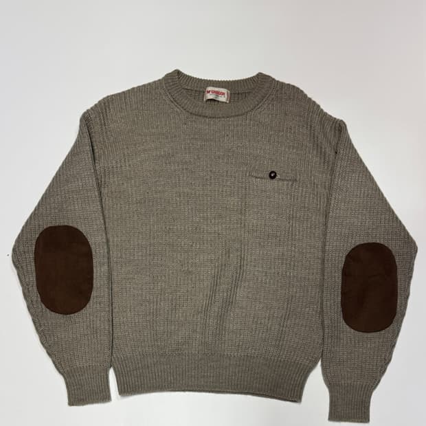 맥그리거 암 패치 니트 일본빈티지 L