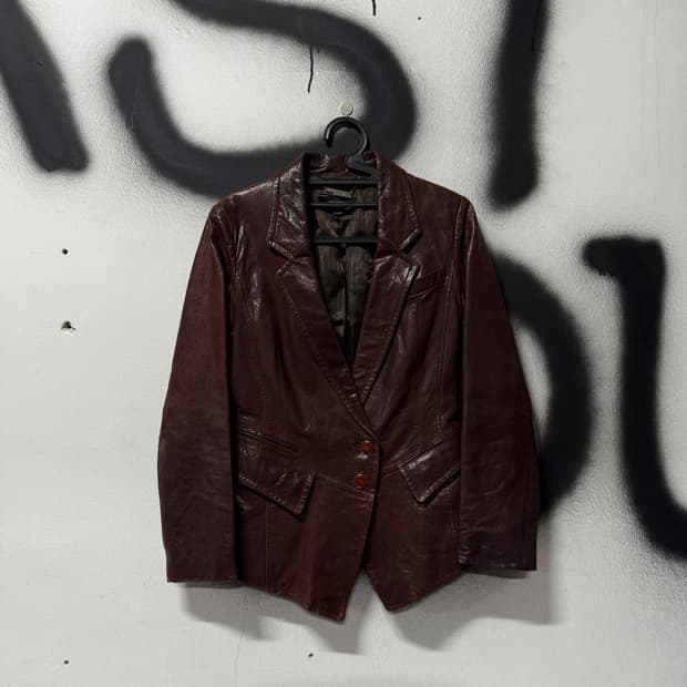 Blu pepe 100% 양가죽 왁스 코팅 딥 브라운 쉽스킨 레더 자켓