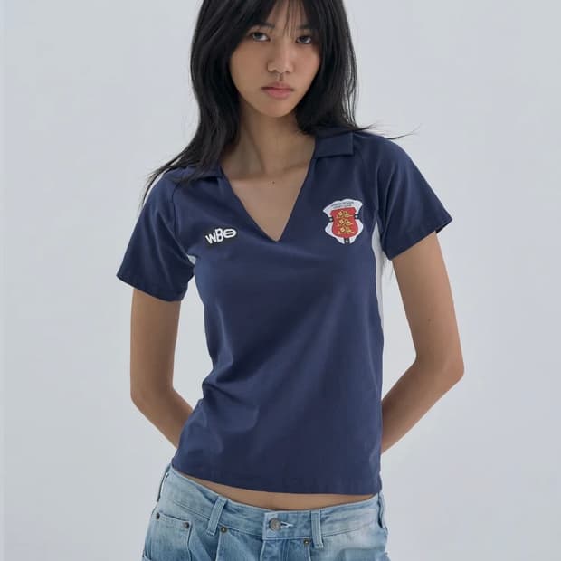 웰빙익스프레스 Cotton Football Half Sleeve Navy