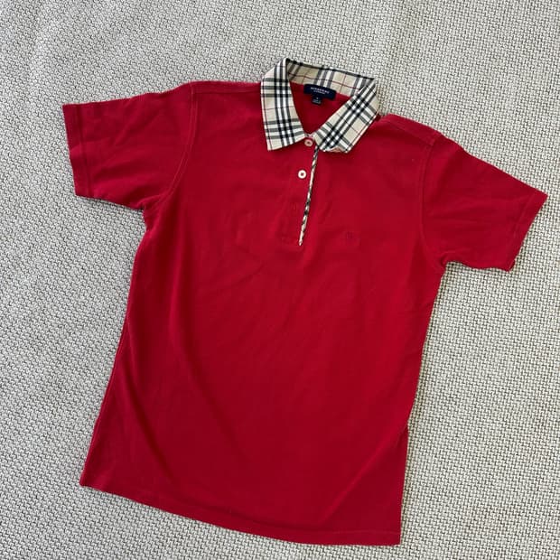 S 카라 체크 반팔 카라 티셔츠 0327D