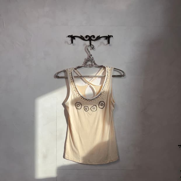 Ivory ethnic beads back strap sleeveless