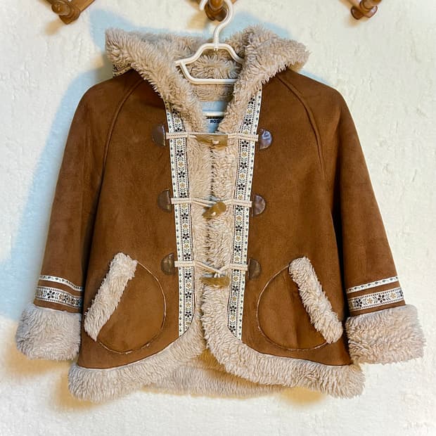 빈티지 히피 양털 후드 무스탕 모리걸 코트 자켓