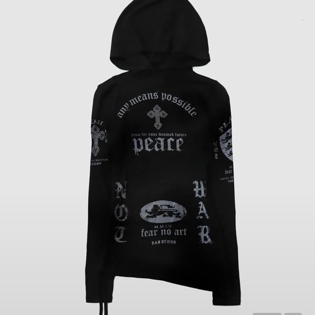 BADBLOOD PEACE NOT WEAR 슬림 컷아웃 후드