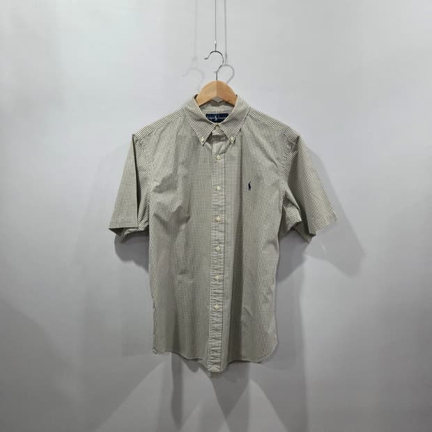 폴로랄프로렌 버튼다운 그린 체크 반팔셔츠 L