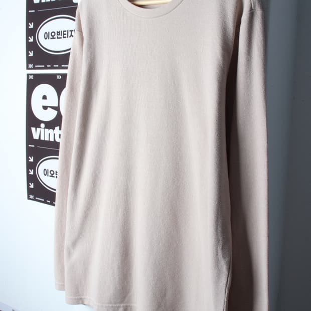 (2XL) 흄 긴팔티셔츠 빅사이즈 무지 베이지 기본-H33455