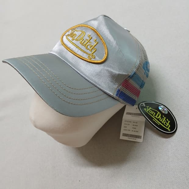 택붙은 미사용 vondutch 본더치 매쉬 볼캡 모자 새틴 y2k