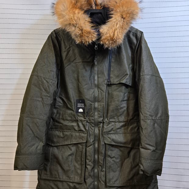 프래크스톤 카키색 퍼 후드 롱 패딩 점퍼