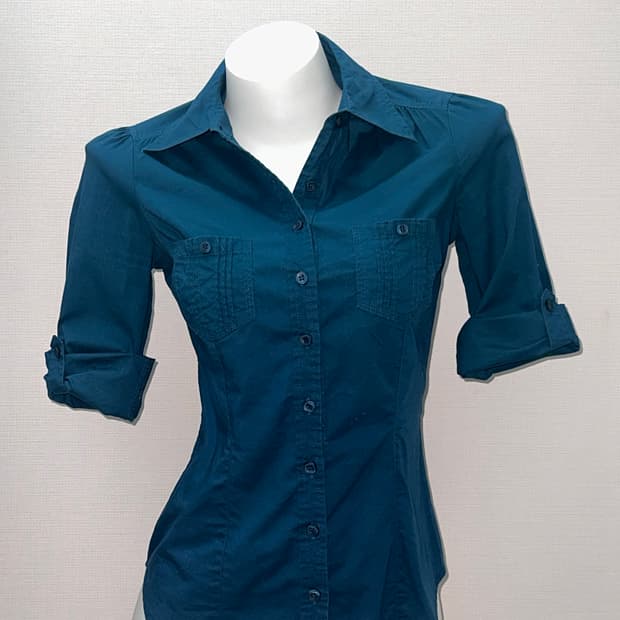 빈티지 청록 슬림핏 셔츠