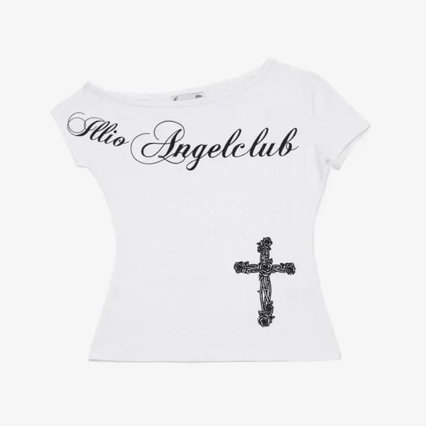 일리오 White Angel one shoulder t-shirts