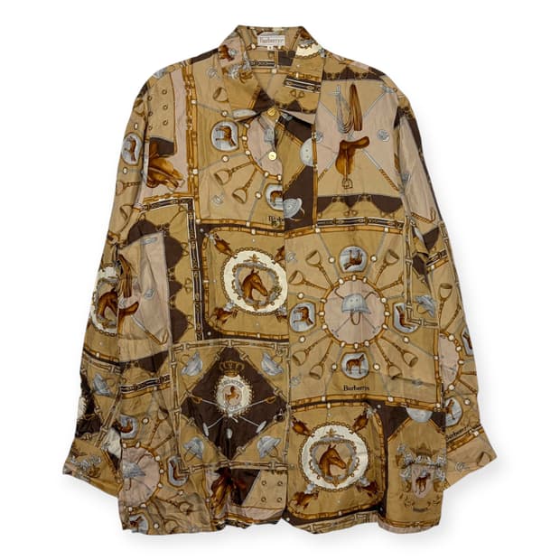 버버리 패턴 실크 셔츠
