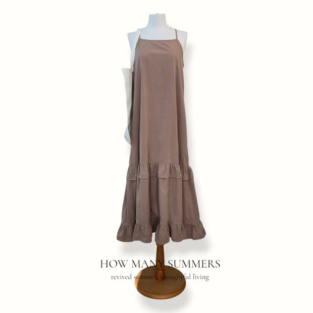 어스뮤직앤이콜로지 캉캉 롱 원피스 F 베이지 뷔스티에 티어드