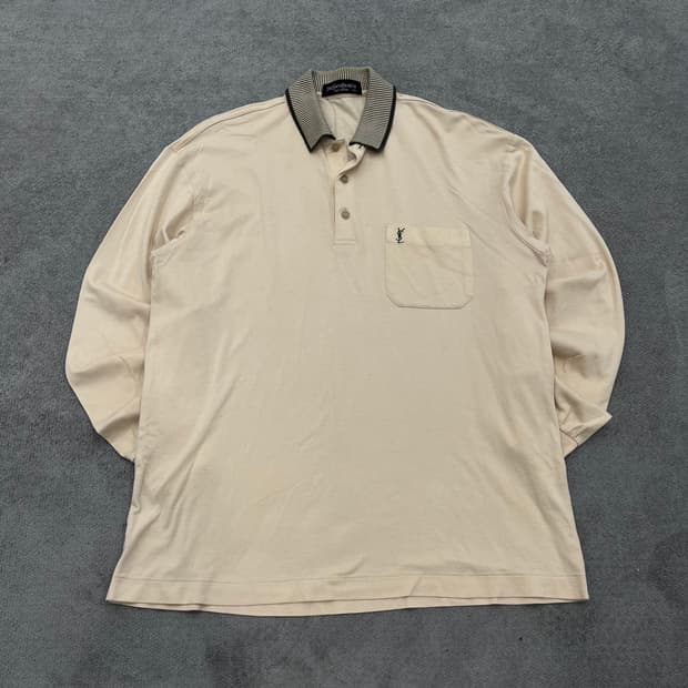 95 YSL 입생로랑 긴팔 피케 티셔츠 아이보리