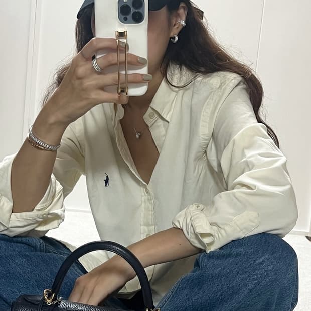 폴로랄프로렌 코듀로이 셔츠 아이보리