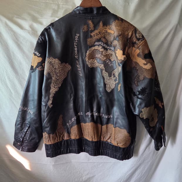 월드맵 패치 양가죽 레더 자켓 105