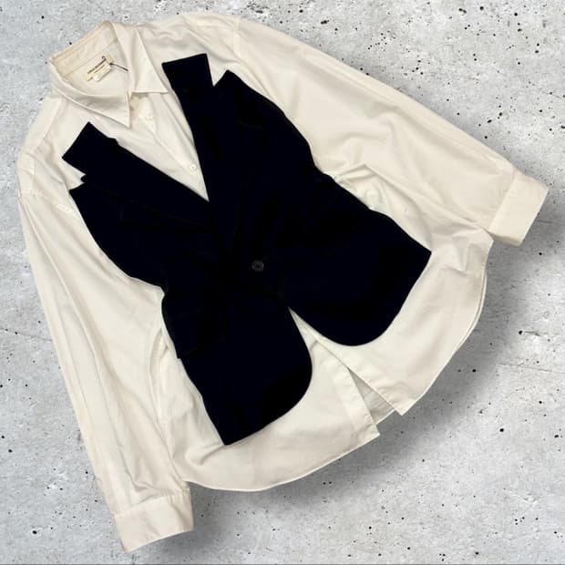 [M] 준야 와타나베 꼼데가르송 블랙 베스트 디테일 셔츠 B333