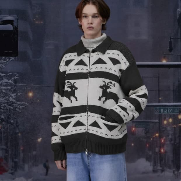 굿라이프웍스 노르딕 코튼 니트집업 /남성 가디건 남자 가디건 