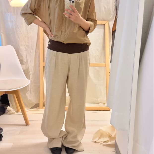 Linen button pants