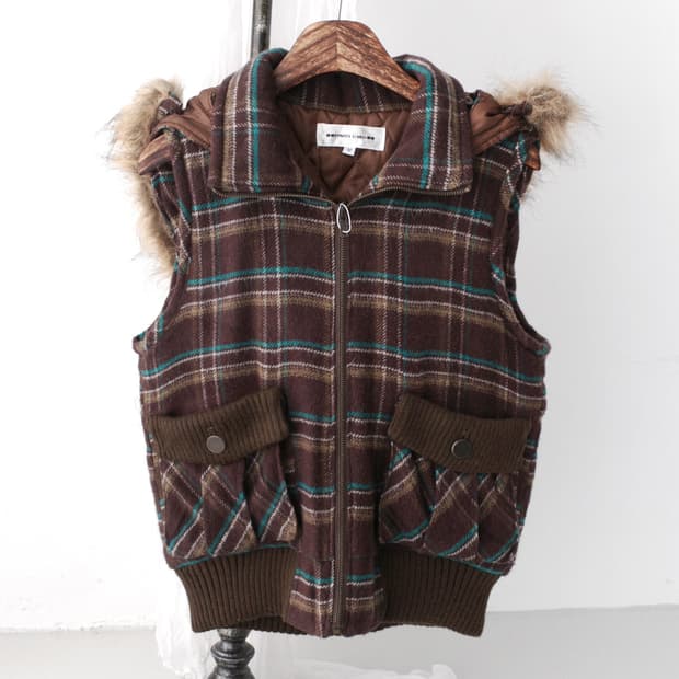 check fur vest 