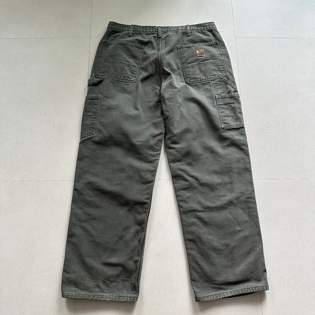 칼하트 B111 체크 안감 모스 그린 팬츠 36x30 MOS