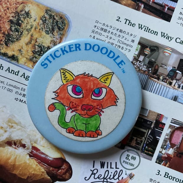 빈티지 DOODLE 키즈 스케치 고양이 프린팅 핀 버튼 뱃지 브로치