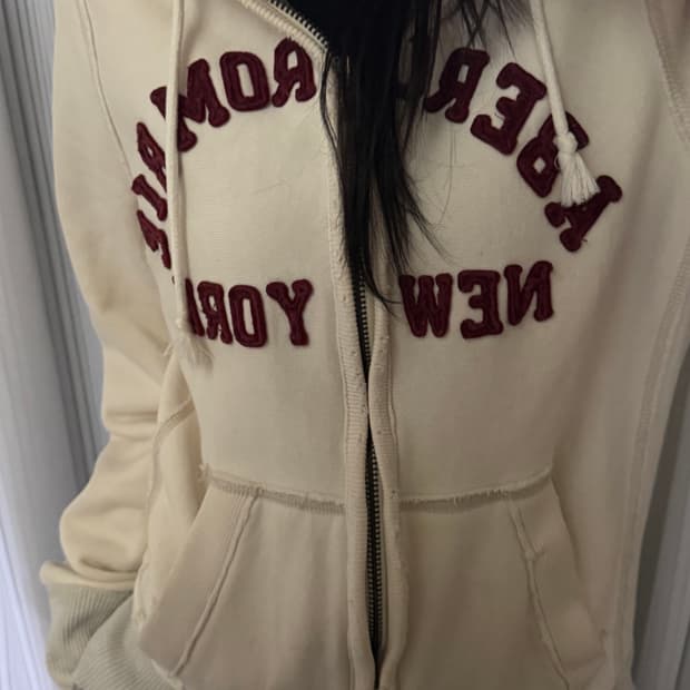 아베크롬비 아이보리 버건디 후드집업 m