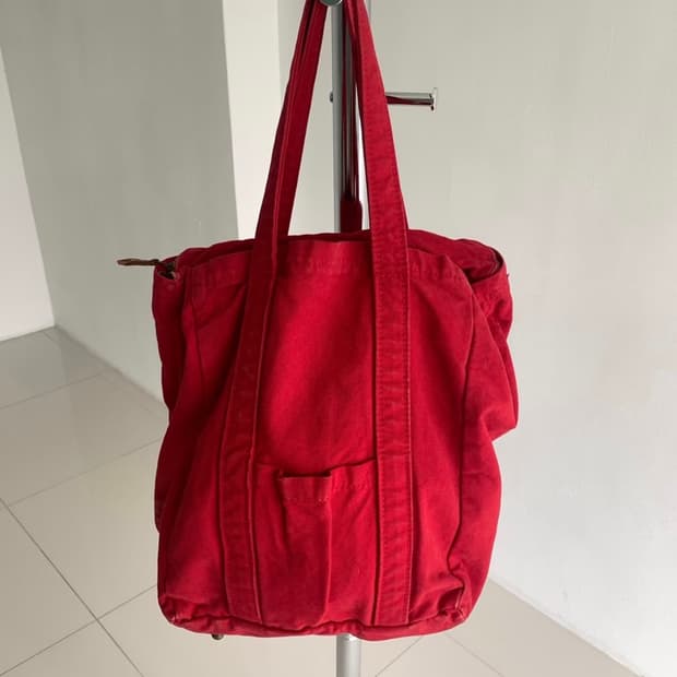 캐피탈 kapital 캔버스 도트백 레드