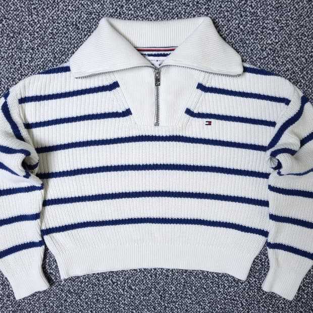 [무료배송][130]타미힐피거 키즈 반집업 하이넥 니트