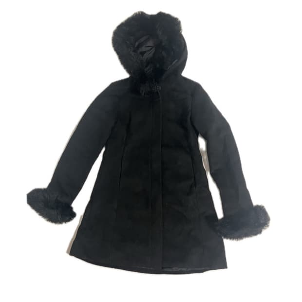 블랙 퍼 후드코트