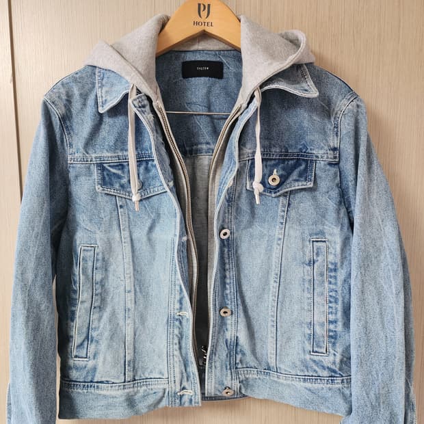 SYSTEM  후드 데님 청자켓