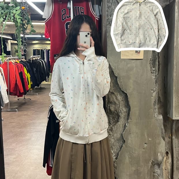 빈티지 패턴 후드집업 화이트 L #csz1923