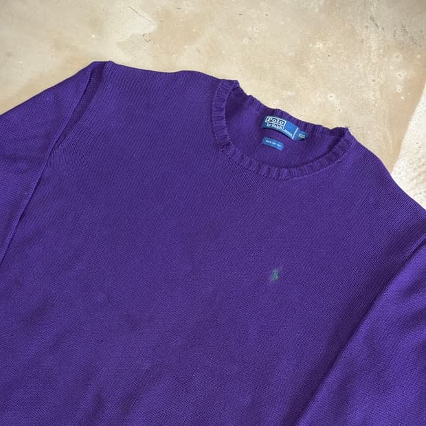 XXL 폴로랄프로렌 퍼플 코튼 니트
