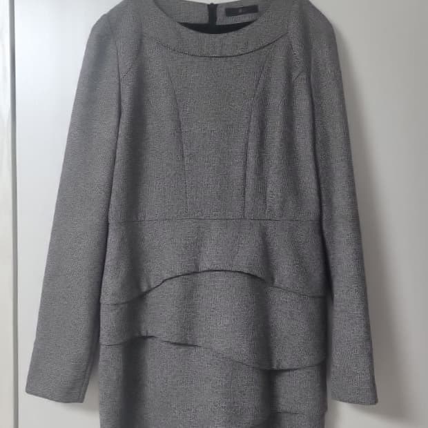 JJ지고트 JIGOTT 그레이 원피스 하객룩 (벨트 탈부착 가능)