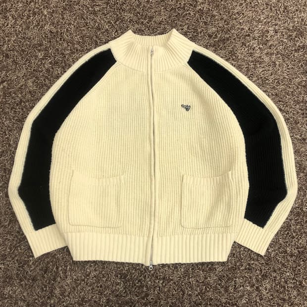 골라 Gola 백로고 니트 집업 자켓