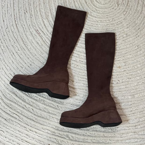스웨이드 통굽 롱부츠 230