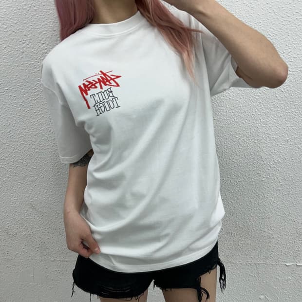 스투시 미니로고 화이트반팔 M