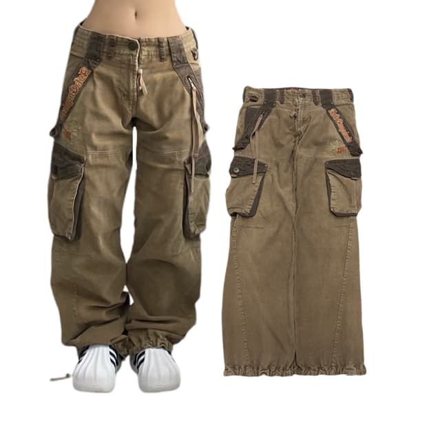 멀티포켓 Y2K 탄창 와이드 코듀로이 카고팬츠