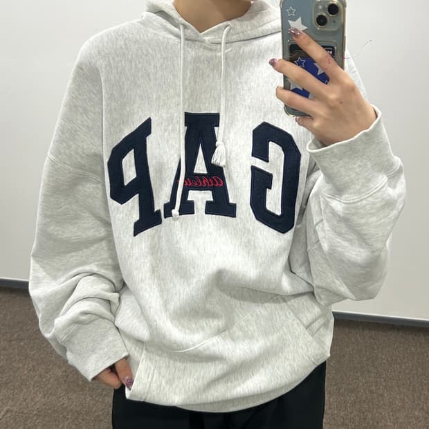 Gap 갭 레드포인트 네이비로고 멜란지 후드티